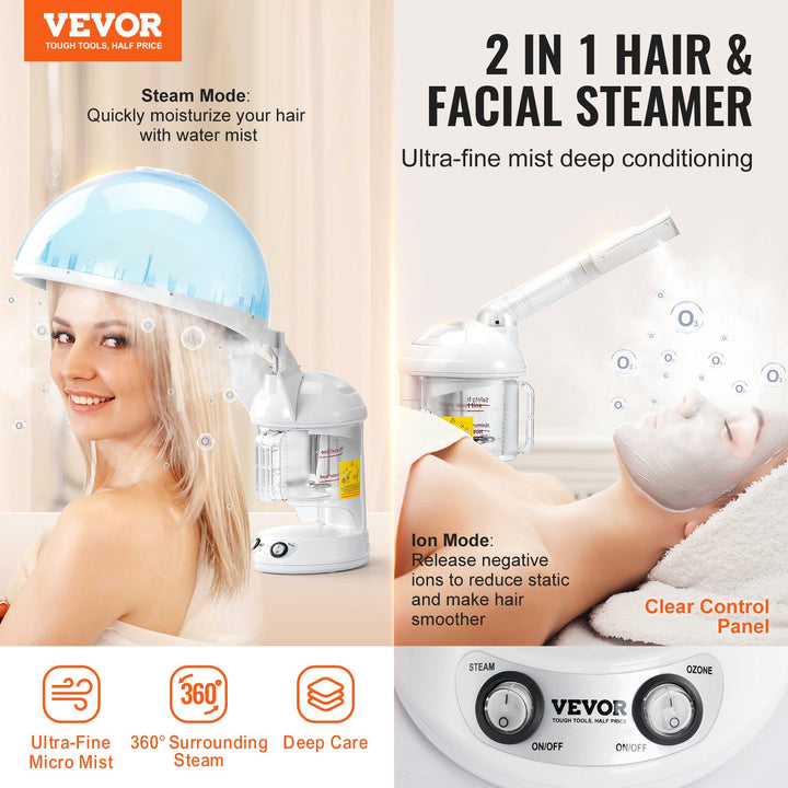 Steamer with detachable bonnet hood for deep hair conditioning